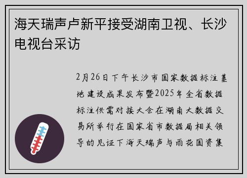 海天瑞声卢新平接受湖南卫视、长沙电视台采访