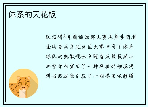 体系的天花板